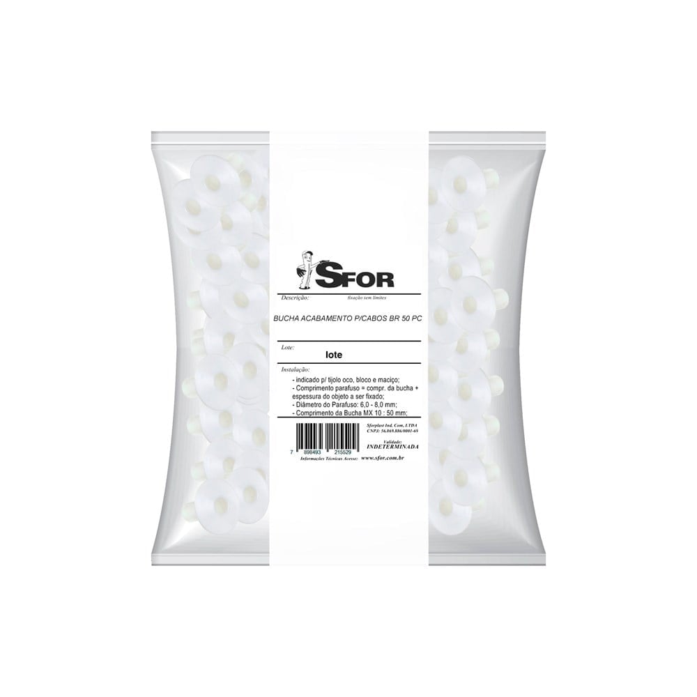 Bucha Fixação Sforplast de Passagem Coaxial 10mm 50 Peças 161