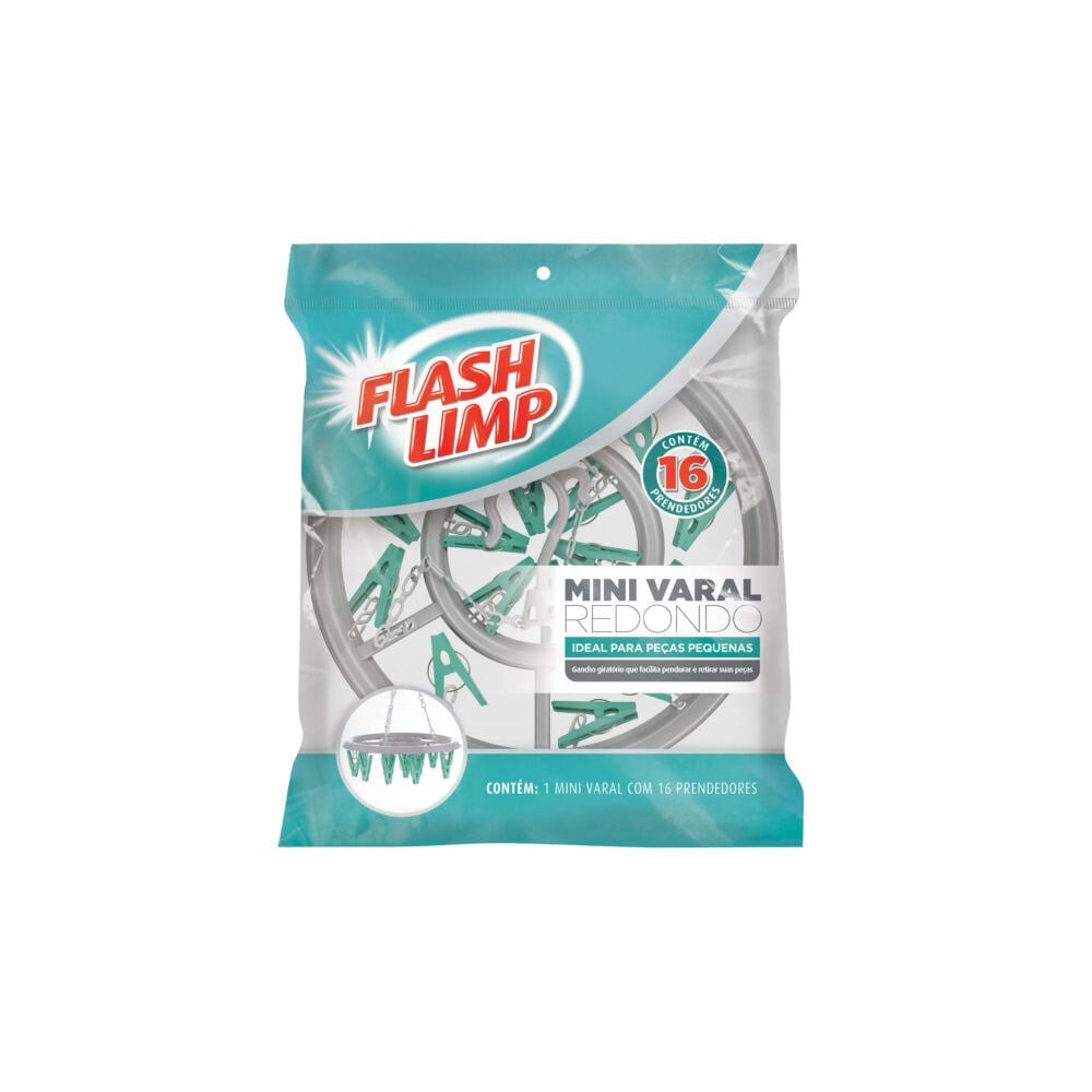Varal Flashlimp Mini "Redondo"COM 16 Prendedores LAV6810
