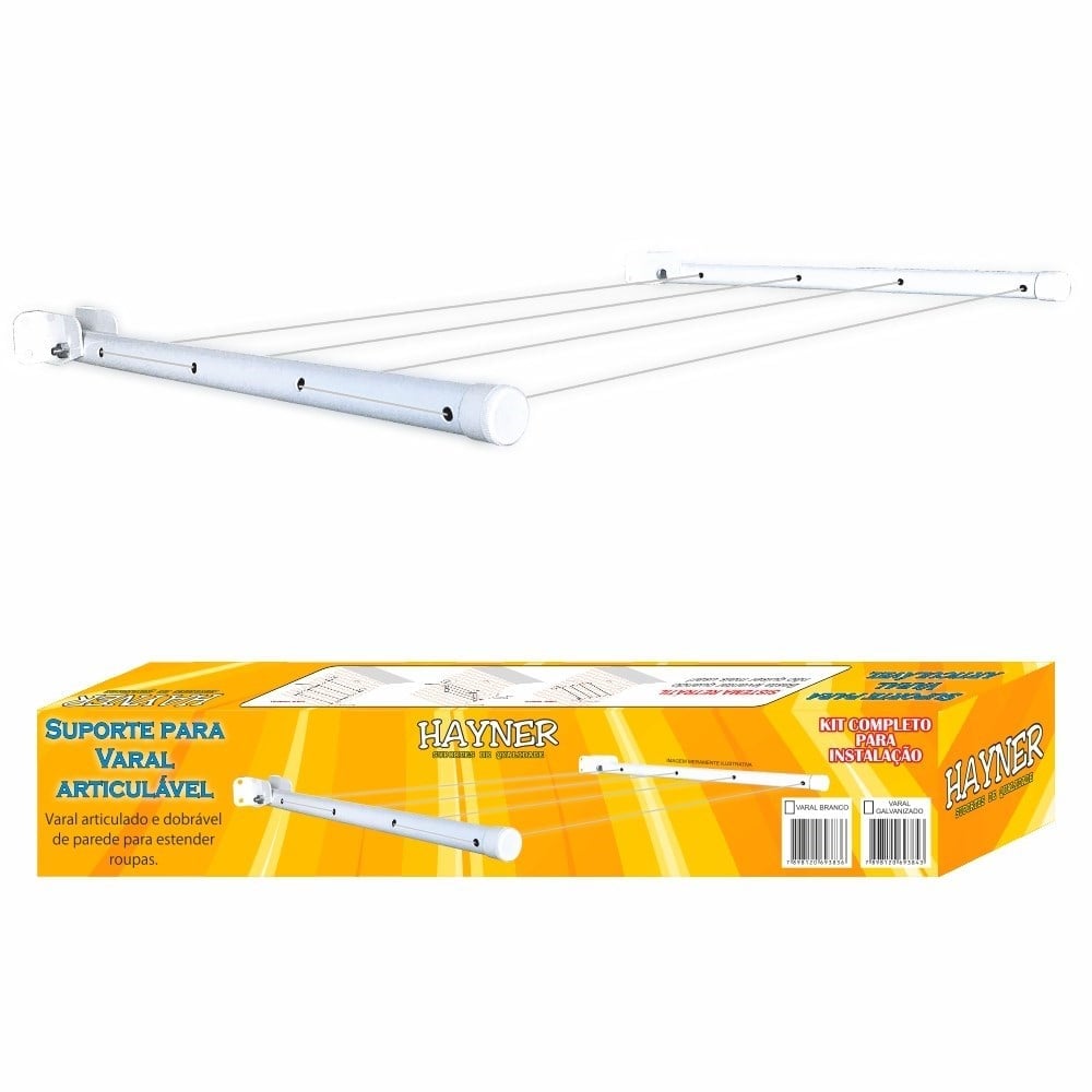 Varal Dobrável Hayner Parede Branco 50cm 93836